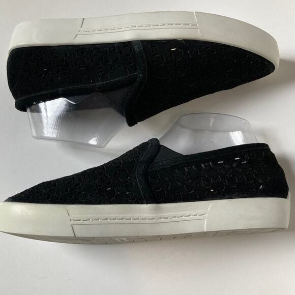 Joie Huxley Skate Sneaker size US 8 Black Laser Cut Suede Slip-on Platform - Picture 6 of 9